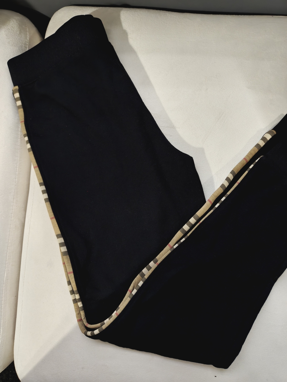 Burberry Black Kids Leggings with Vintage Check Side Stripe